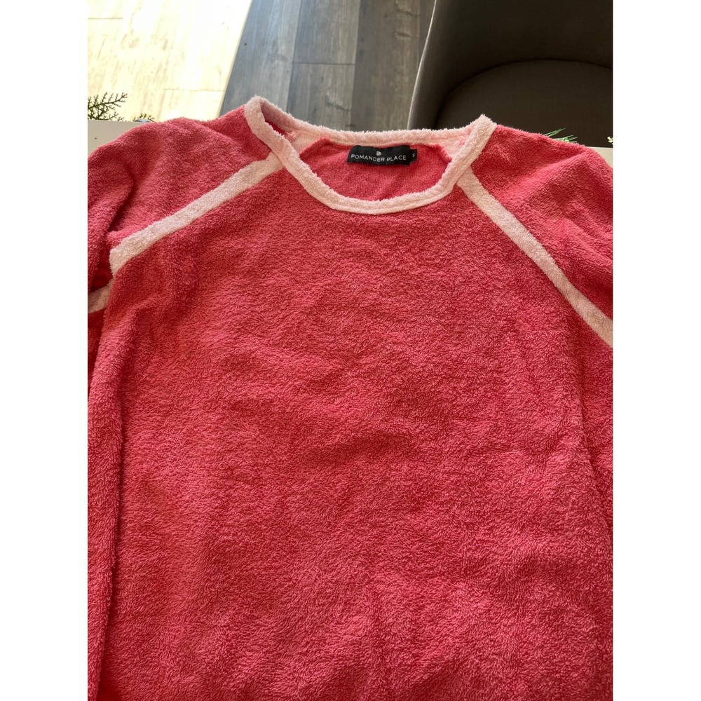 Tuckernuck Pomander Place Pink Terry Cloth Raglan Sweatshirt Pullover Size S